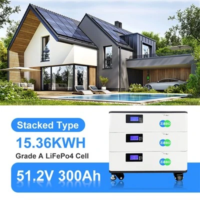 การจัดเก็บพลังงานที่อยู่อาศัย 15KWH แบตเตอรี่พลังงานแสงอาทิตย์แบบซ้อน 51.2V 300Ah วงจรชีวิตยาว